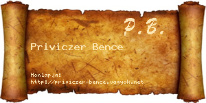 Priviczer Bence névjegykártya